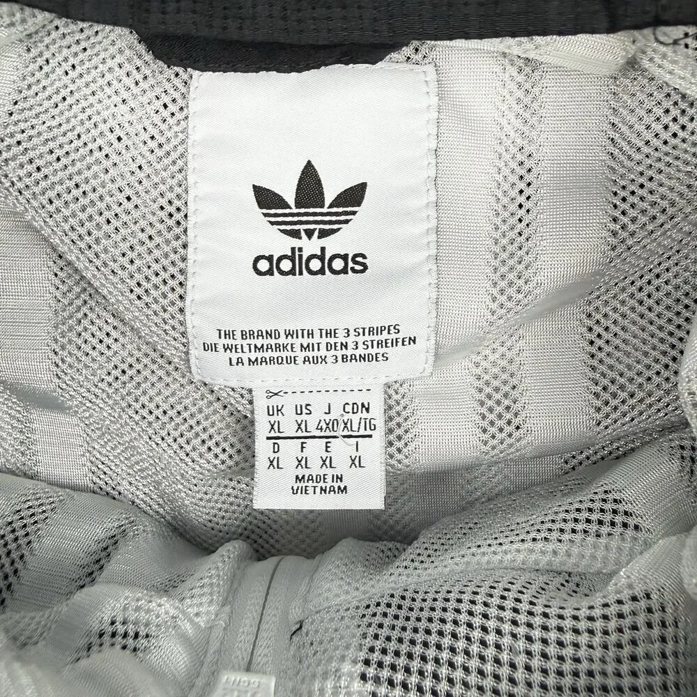 Adidas Originals Trefoil 3 Stripe Anorak Windbreaker Jacket Black White XL